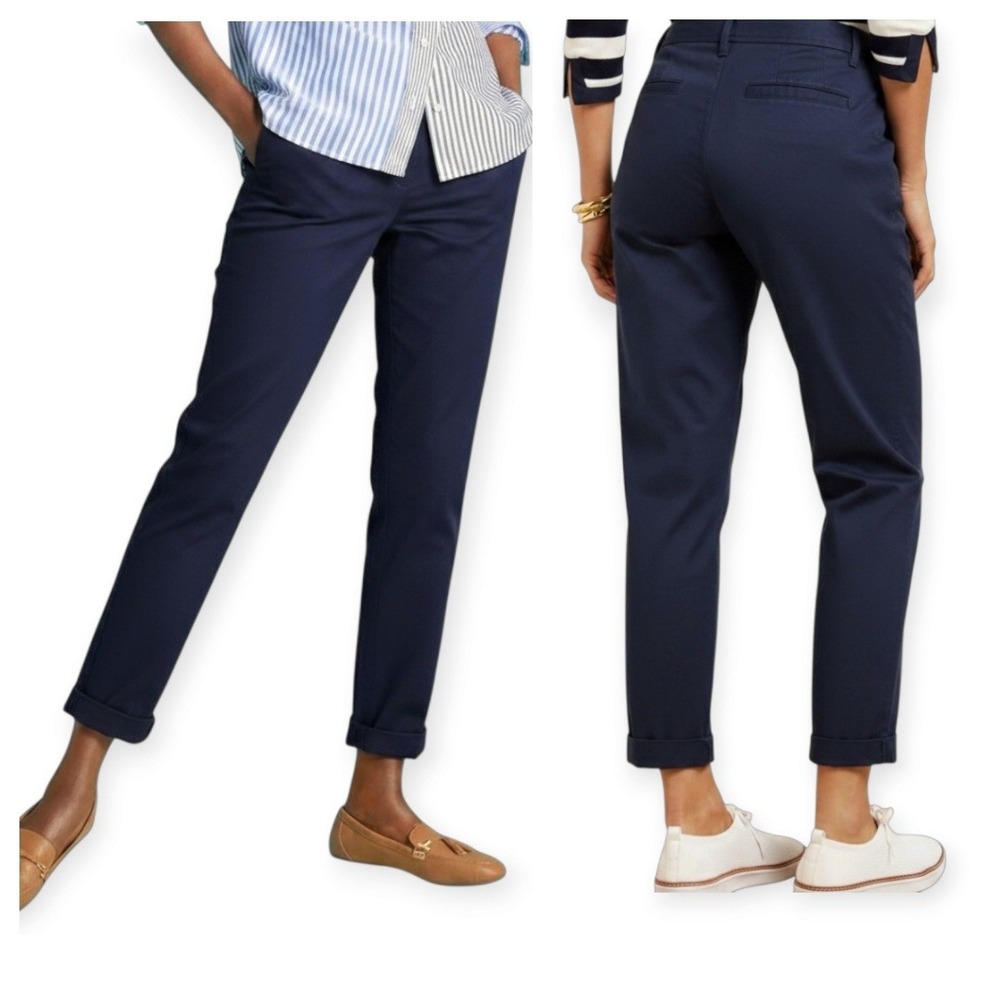 Talbots Women 4P NWT Navy Blue Relaxed Chino Pants Ankle Length Business Casual